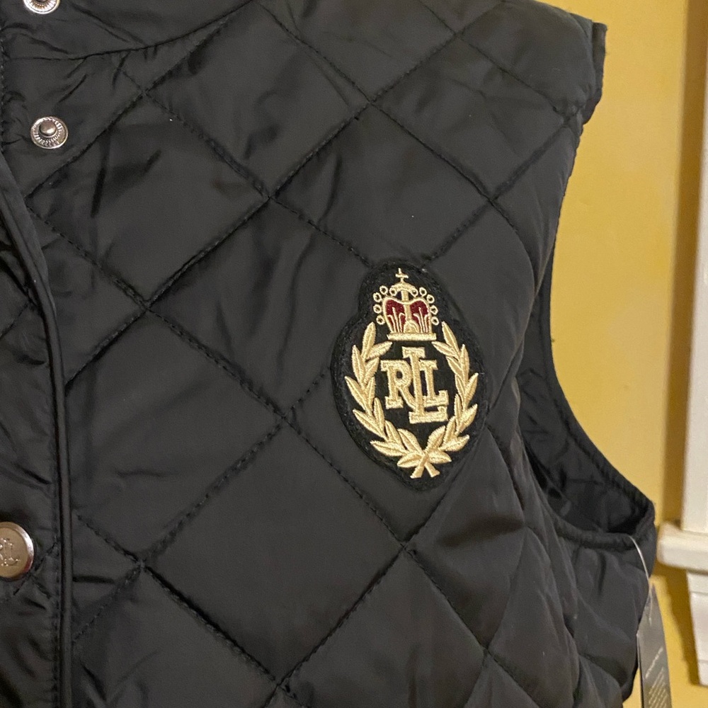 NWT Lauren Ralph Lauren Black Quilted Vest Large - Picture 2 of 8
